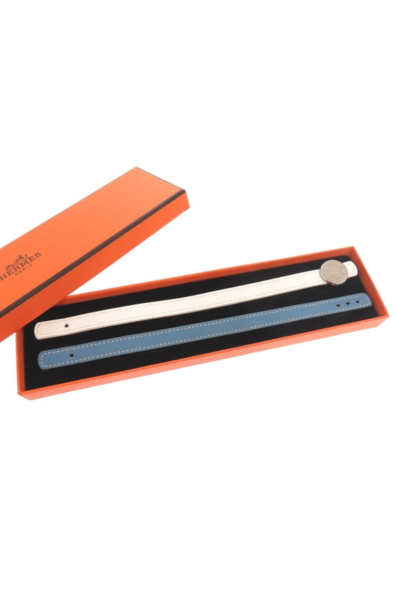 Pre-Owned Hermes Herms Serie Looping bracelet in white leather... (Good)