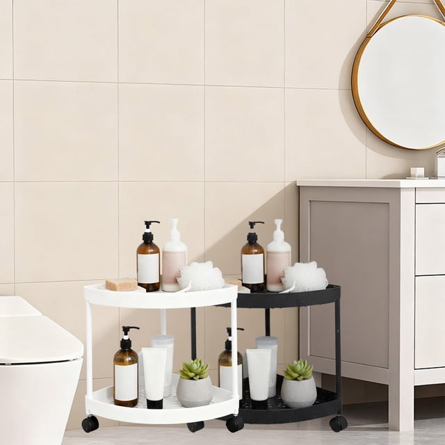 Estante De Almacenamiento De Plástico Estante esquinero independiente de plástico negro para artículos de aseo de baño (1 pieza) Rkxzt