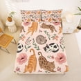 thumbnail image 5 of jejeloiu Floral Cat Pattern Queen Sheet Sets Kids,Pink Rustic Flower Bed Set,4pcs, 5 of 6