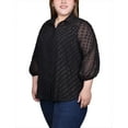 thumbnail image 2 of Plus Size 3/4 Sleeve Foiled Jacquard Chiffon Blouse, 2 of 3