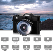 KEEPBERRY 4K 75MP WiFi Photography & Vlogging Camera with 180° Flip Screen, 64GB Card & Anti-Shake Black