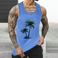 thumbnail image 3 of IYTR Mens Hawaiian Beach Tank Tops Summer Comfy Coconut Printing Sleeveless T Shirts Round Neck Leaky Back Sports Tank Tops Casual Blue S, 3 of 5