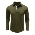 thumbnail image 4 of UVEASISHA Mens Workout Golf Shirts Cotton Casual Long Sleeve Polo Shirts Button Up Collared T-Shirt Comfy Casual Business Work Shirts with Pocket Sales Today,Army Green,L, 4 of 8