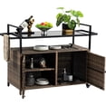 thumbnail image 4 of Weather-resistant wicker & steel frame | Suitable for both indoor and outdoor use | Provides a spacious glass countertop for food and drinks display, 4 of 6