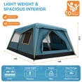 thumbnail image 6 of HOTEEL 10 Person Camping Tent, Easy Setup Waterproof Windproof Backpacking Tent with Removable Rainfly, Lightweight Portable Outdoor Family Tents for Camping, Travel, Fishing, Hiking, Blue, 6 of 10