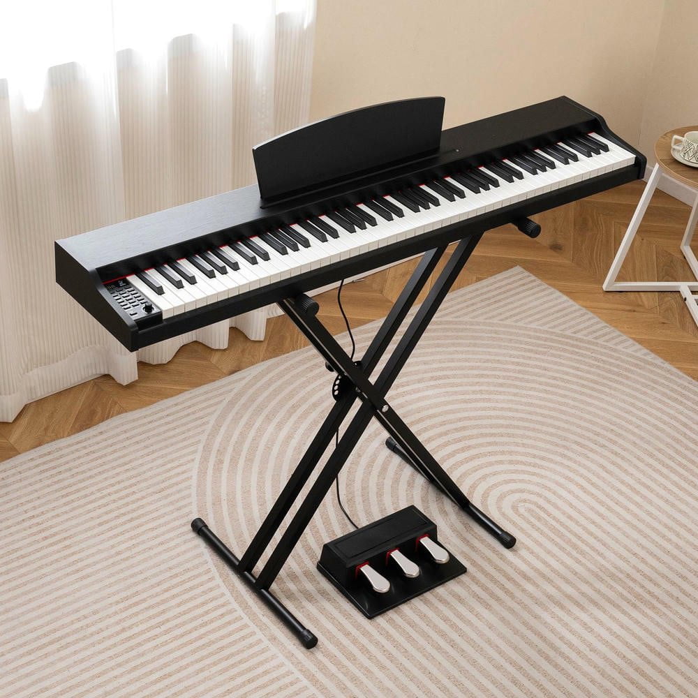 Resenkos 88-Key Keyboard Piano Set with Adjustable Stand & Bench - Black