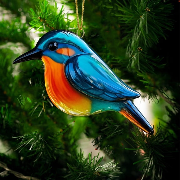 Luxcidy Color Bird Acrylic Hanging Ornament, Artificial Realistic Birds, Acrylic Hummingbird Christmas Ornament, for Christmas Tree Home Outdoor Wreath Arts Decoration