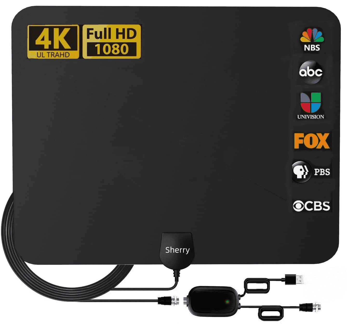 Genreen TV Antenna Indoor Long Range 900 Miles, Supports 4K 1080p Smart TV Signal Reception with Signal Amplifier 16.5ft HDTV Coax Cable