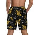 thumbnail image 3 of Sigee Hohey Bee Golden Embroidery Print Mens Swim Trunks with Compression Liner Quick Dry Swim Stretch Beach Shorts with Pockets,S-3XL, 3 of 7