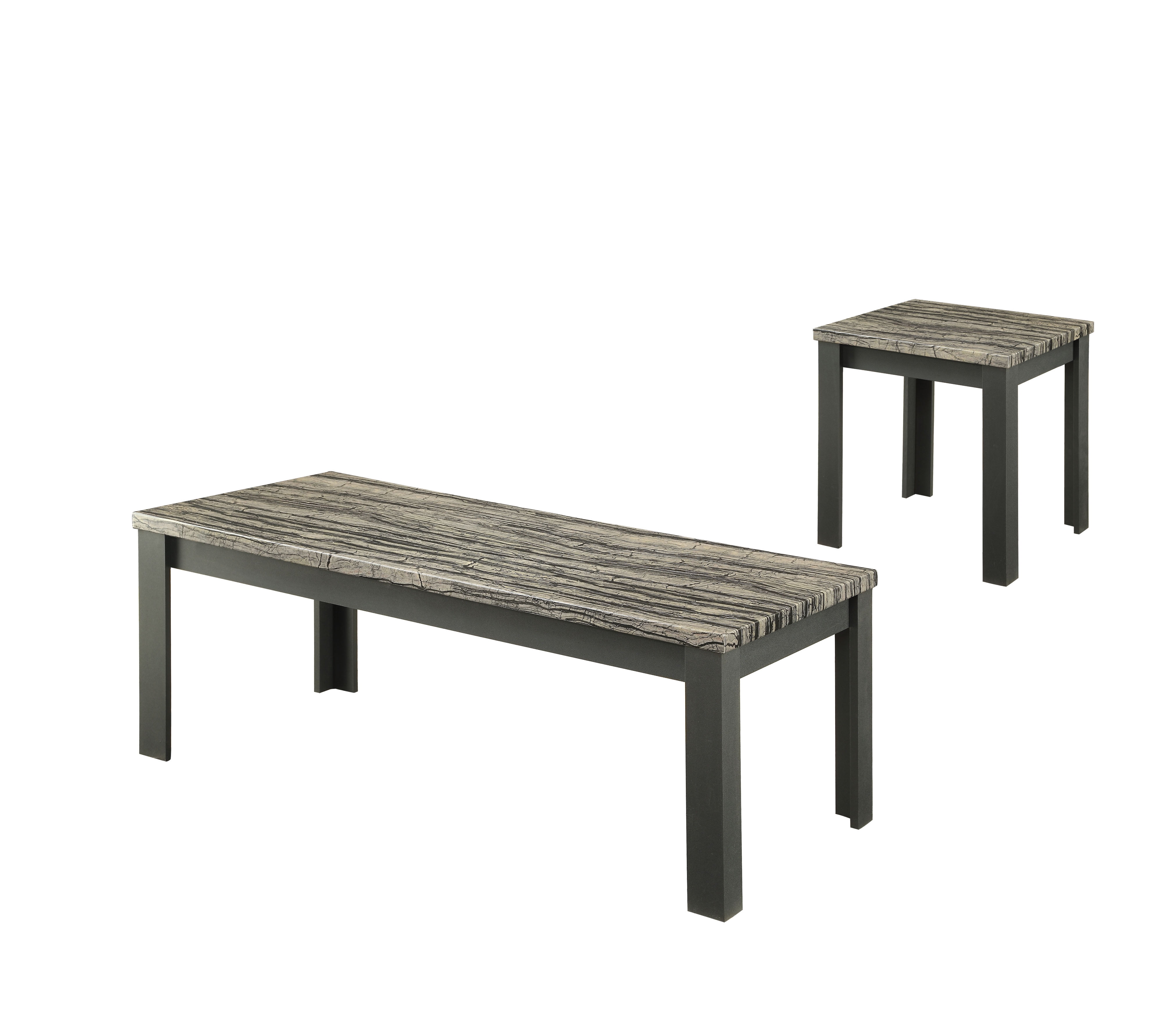 ACME Arabia 2 Piece Pack Coffee End Table Set Faux Marble