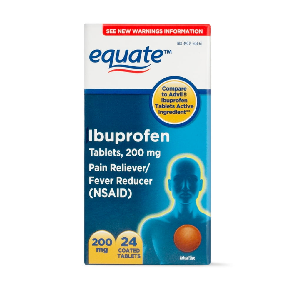 Equate Pain Relief Ibuprofen Coated Tablets, 200 mg, 24 Ct Walmart