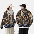 thumbnail image 4 of Fotbe Fiery Skull Trio Chaqueta con Protección Solar UPF 50+ para Hombre y Mujer, Camisa con Capucha y Bolsillos-Medium, 4 of 7