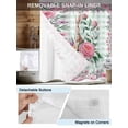 thumbnail image 5 of No Hook Shower Curtain with Snap-in Liner, Easter Bunny Roses Waterproof Fabric Bathroom Curtains, Pink Floral Spring Green Buffalo Plaid Bath Curtains & Mesh Top Window Stand Up Stall 36"x72", 5 of 9