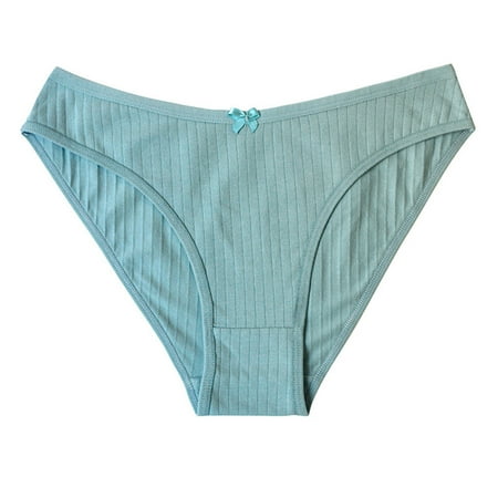 Timegard Cotton Panties for Women Bow Tie Low Waist Comfortable Underwear Solid Color Ladies Briefs