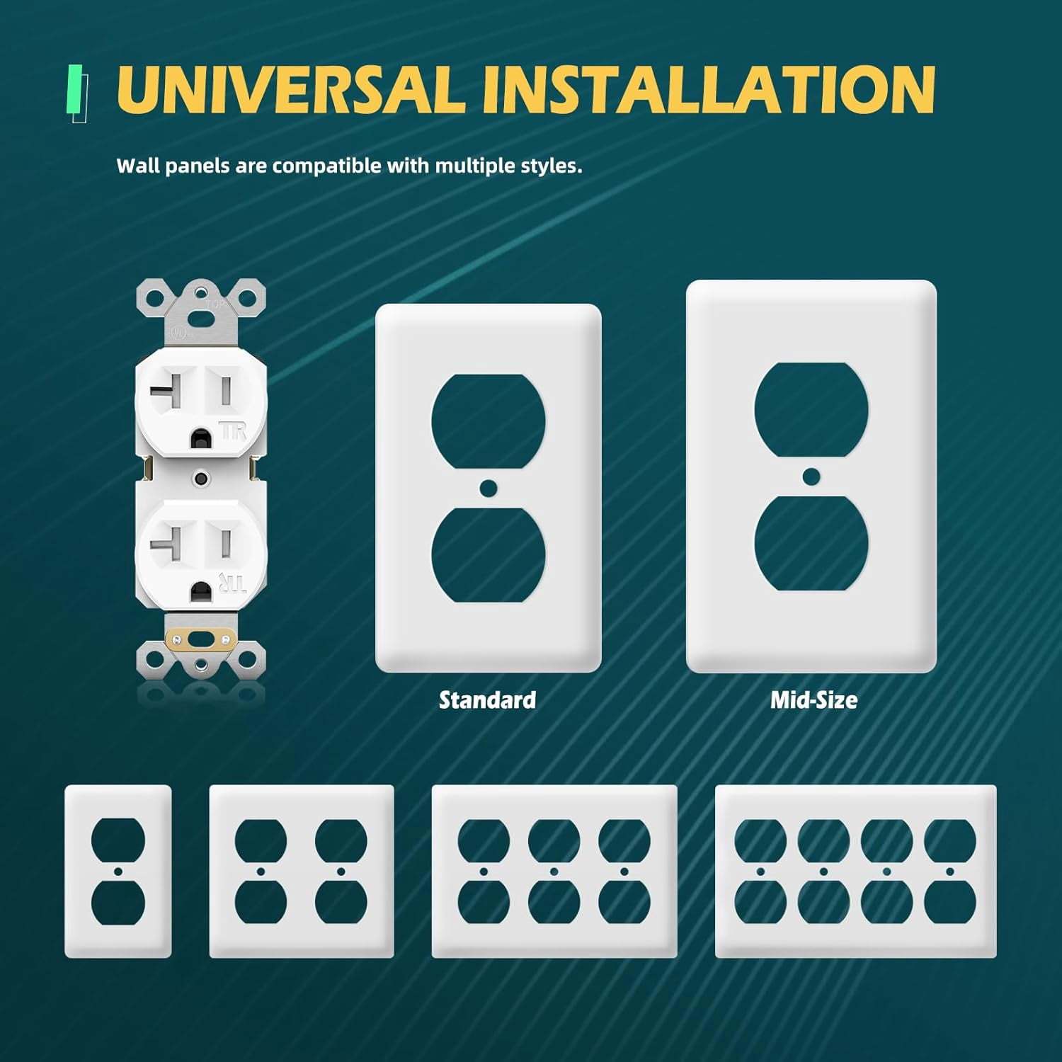 Duplex Wall Receptacle Outlets, 20A Tamper-Resistant Electrical Receptacle, 2 Pole 3 Wire, Self-Grounding, Residential Grade Wall Power Socket, White, UL Listed, 10 Pack