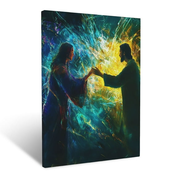 CozyNet Jesus Reaching Out To Disciple Glowing Embrace Of Love And Divine Forgiveness Wall Art Prints With Frame Canvas Perfect for Living Room & Bedroom, Ready to Hang, Wall Decor 12"x16"