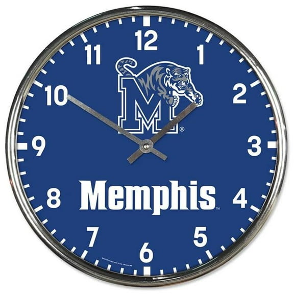 Wraft 1094328033 Memphis Tigers Clock - Round Wall Style Chrome