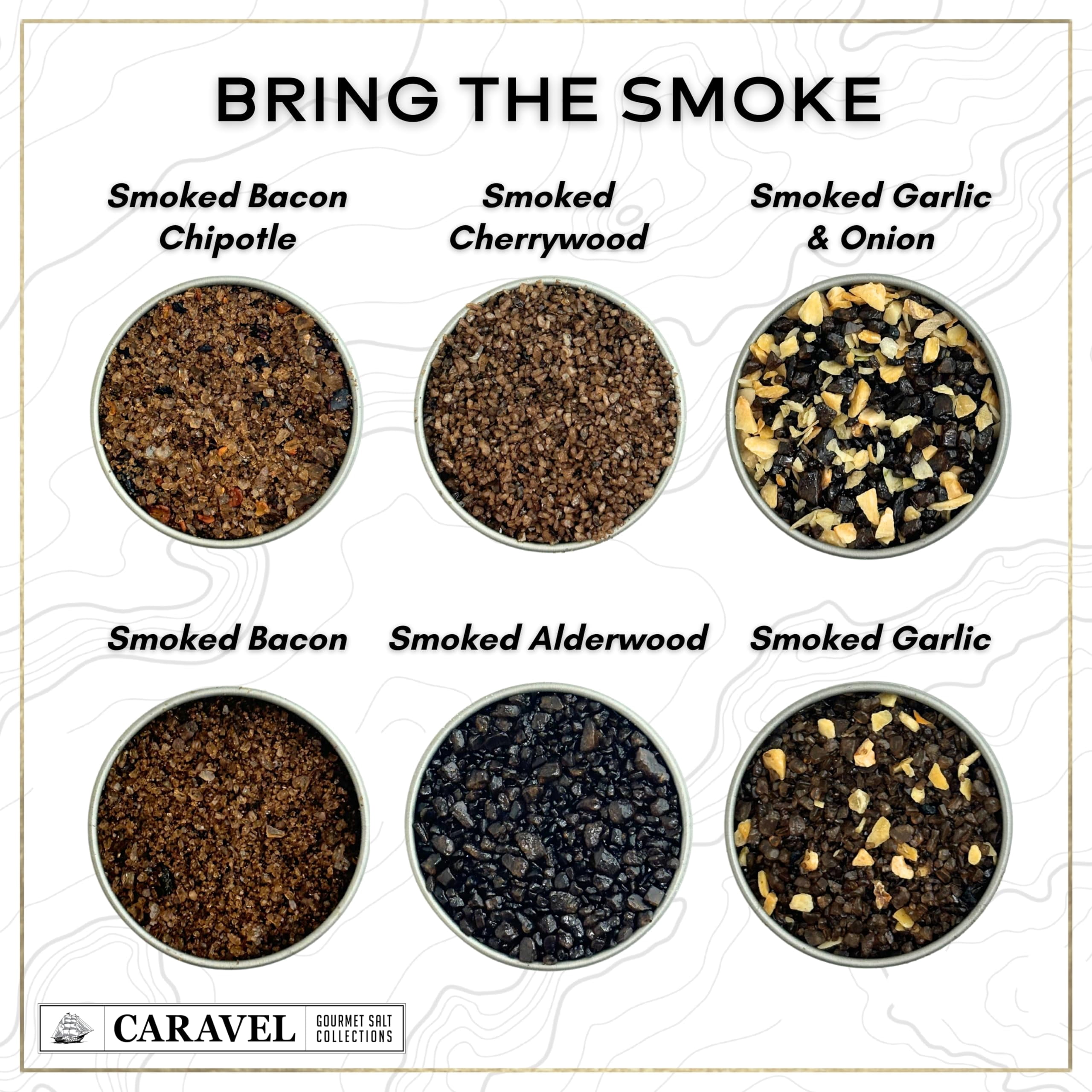 Caravel Gourmet Smoked Sea Salt Sampler, Gluten-Free, 3 oz, 6 Count