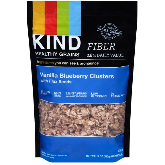 KIND GRAINS VANILLA BLUEBERRY CLUSTERS 11 OUNCES 6 COUNT