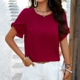 thumbnail image 2 of Women's Flowy V Neck Ruffle Sleeve Blouse Elegant Casual Summer Top Lightweight Comfortable Dressy Tunic Shirt, 2 of 2