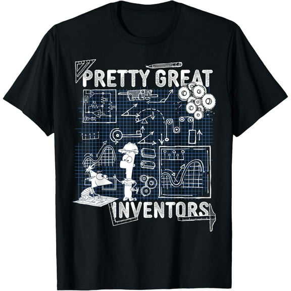 Phineas And Ferb T-shirt Inventions Schematic T-Shirt Cotton Short Sleeve Crew Neck Soft T-shirt