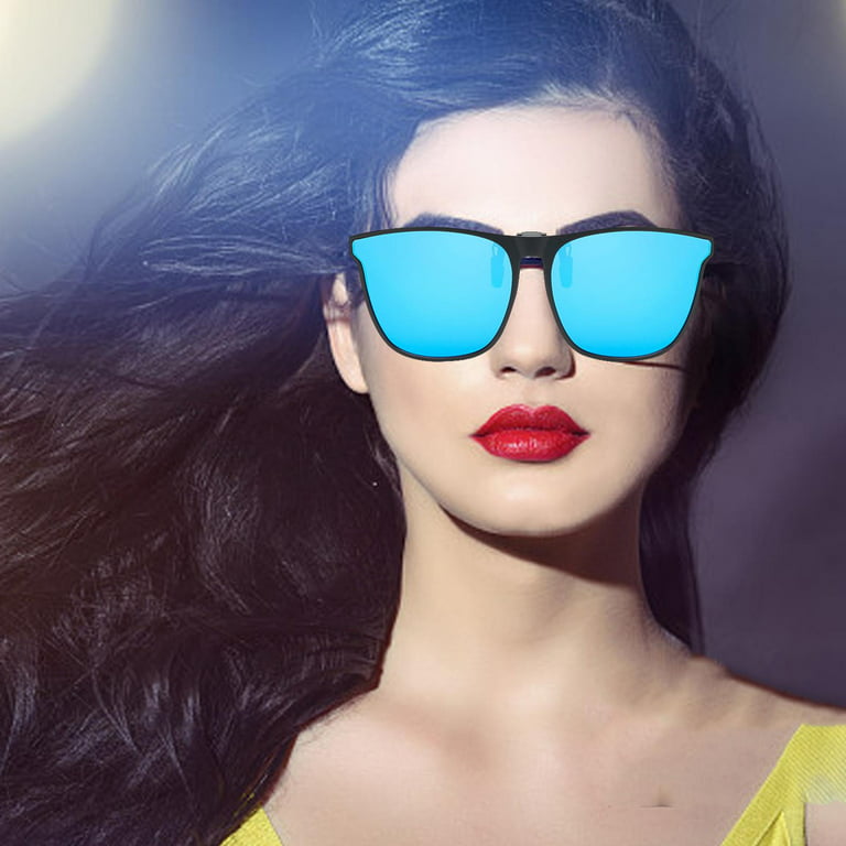 Polarized Clip On Sunglasses Lens Flip up Anti Glare Fishing Driving  Glasses Blue