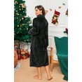 thumbnail image 2 of HEARTNICE Womens Fleece Robes, Soft Warm Pineapple Fleece Plush Long Bathrobe,(Black,L-XL), 2 of 5