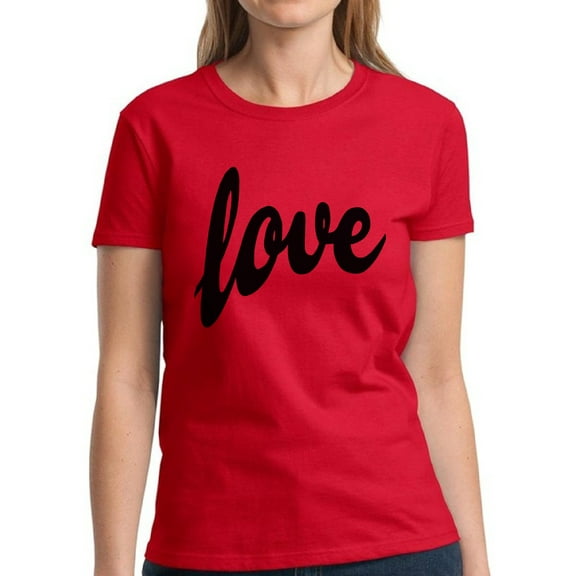 Dreamtees Love Black Print Valentine Day's Shirts for Women - S M L XL 2XL 3XL Graphic Love Tee Shirt - Gift Idea for Her Wife Funny Holiday Anniversary Gift Top T-Shirt Ladies