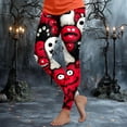 thumbnail image 2 of CAUYDY Women's Brushed Christmas Halloween Ankle Length Seasonal Printed Leggings(Red,L), 2 of 7