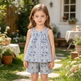 thumbnail image 2 of CAICJ98 Toddler Baby Summer Clothes Girl 3 6 12 18 Months 2T 3T 4T 5T Girls Outfits Cute Dinosaur Tank Tops+Shorts Outfits Lightweight Elastic Cotton Short Sets (Blue,3-4 Years), 2 of 5