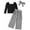 Black + Striped, variant on Girls Clothing Sets Square Neck Rib Knit Shirts + Stylish Wide Leg Pants + Headband Cute 3pcs Fall Clothes Outfits