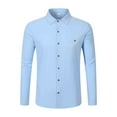 thumbnail image 3 of LIIPEE Men Shirts Casual Long Sleeve Lapel Solid Color Linen Cardigan Shirt Male Loose Fit Fashion Buttons Tops Comfortable Breathable Soft Daily Shirts,Sky Blue,S, 3 of 8