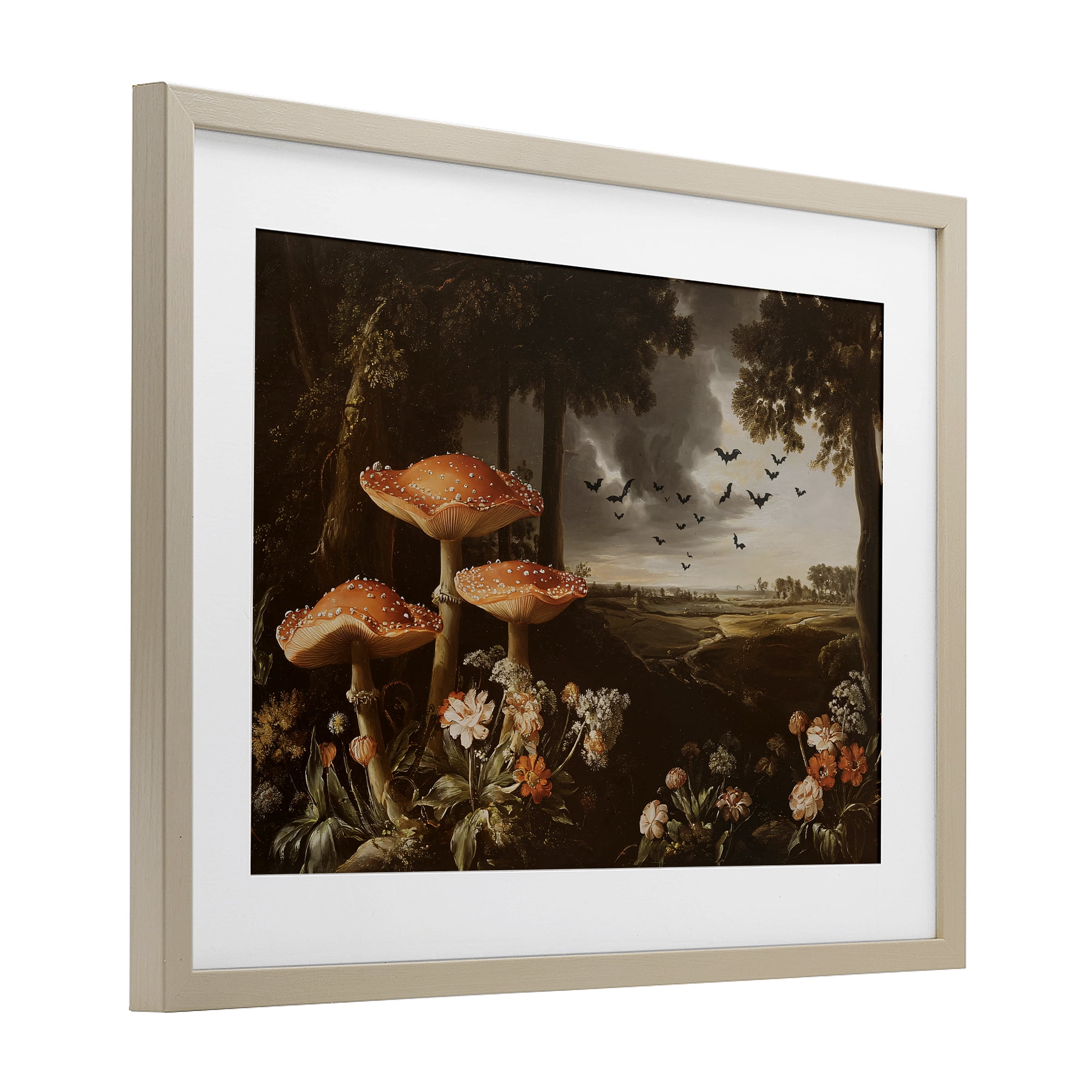 Stupell Industries Bats in Autumn Forest Birch Framed Print Under Glass, design by Jacky Ngan
