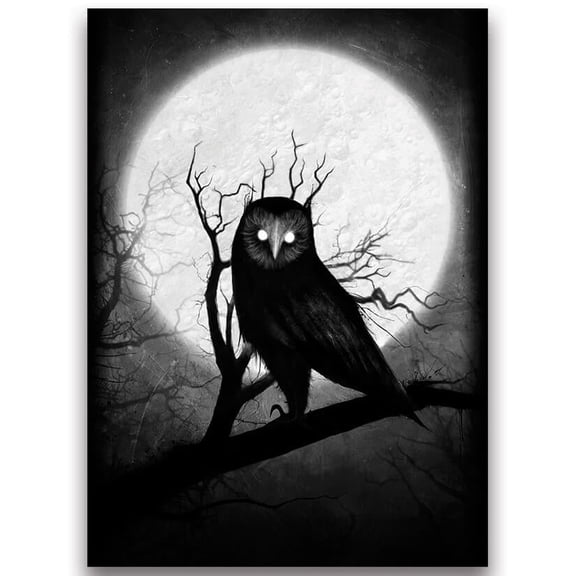 Fantasy North - Owl on The Tree - Inked Moonlight Horror Series - 100 Textured Matte TCG Card Sleeves - Fits Magic MTG Commander Pokemon and Other Card Games - Playing Card Sleeves