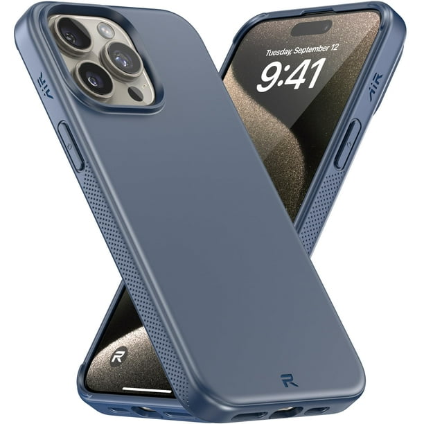 Funda para teléfono celular REBEL Air para iPhone 15 Pro Max de 6.7 pulgadas, azul