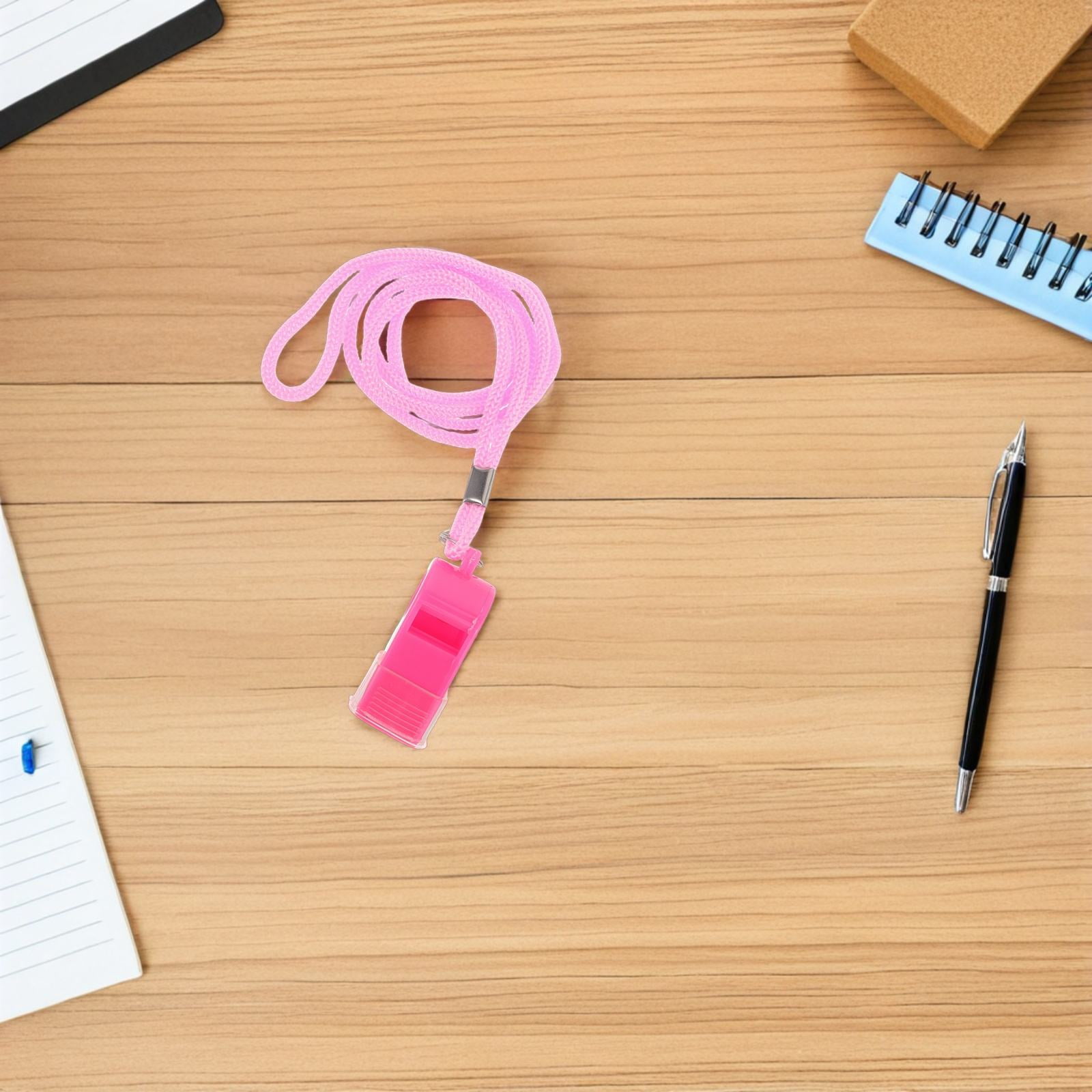 Nicehomfit 6Pcs Pink Plastic Whistles with Soft Lanyard High Pitched Loud Whistle for Coaches Teachers Training