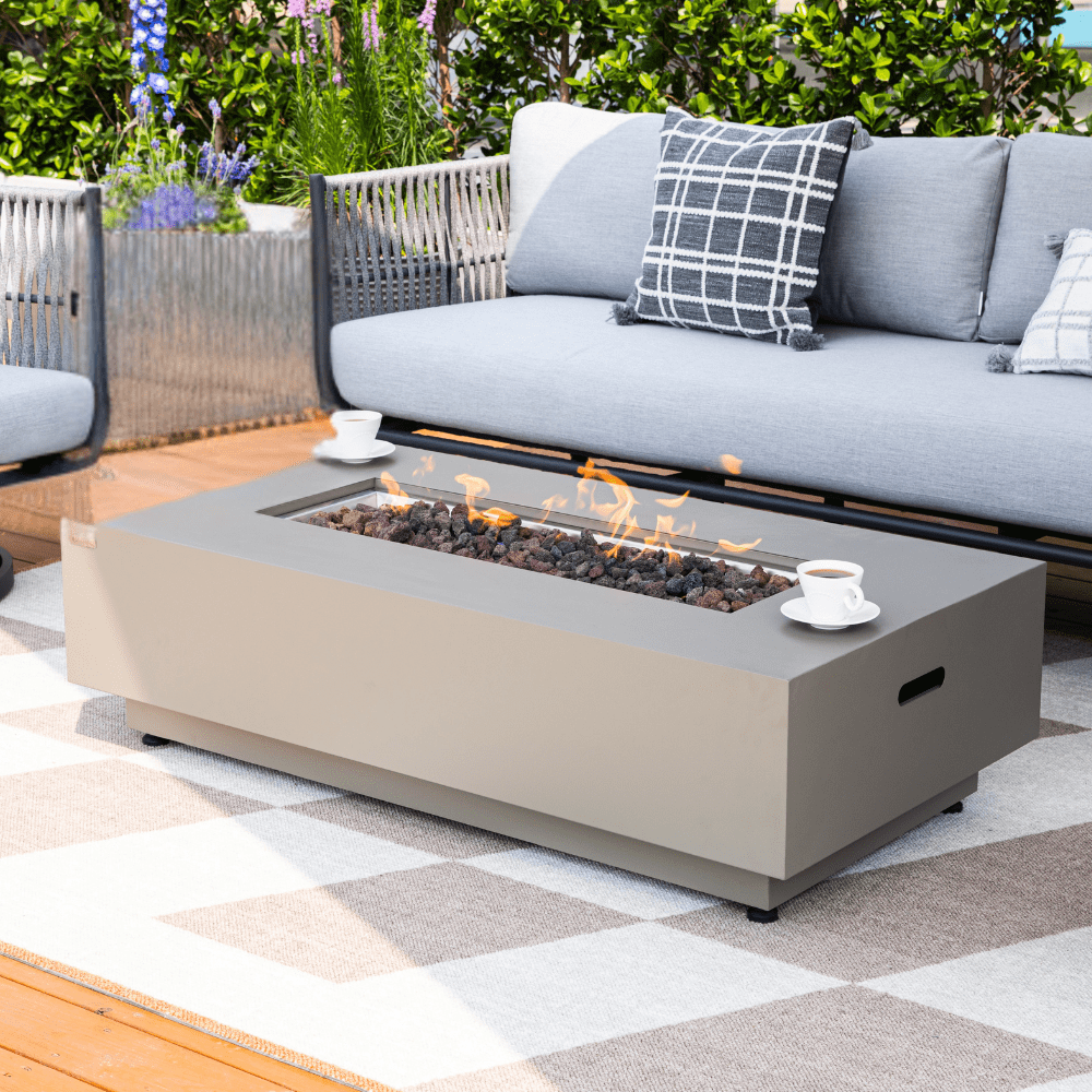 Westwood Propane Fire Pit Table 50” Outdoor Firepit 50,000 BTU Firepits for Outside with Lava Rocks and Removable Lid Metal Fire Pit Outdoor Fireplace Propane Fire Pits for Outside CSA Certified