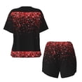 thumbnail image 6 of Wukai Red Glitter1 Women's Pajama Set,Short-Sleeve Top and Shorts with Elastic Waistband and Pockets for Loungewear, Yoga, and Casual Wear-3X-Large, 6 of 8
