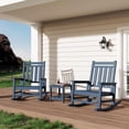 thumbnail image 4 of Bingirl Outdoor Rocking Chair HDPE Plastic Patio Rocker Chair for Porch Deck Lawn GardeNavy Blue (Four straight back panels), 4 of 7