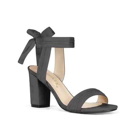 

Unique Bargains Women s Open Toe Ankle Tie Back Chunky Sandals