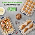 thumbnail image 5 of 6-Piece Nonstick Bakeware Set with Heat-Safe Silicone Handles Includes Loaf Pan Muffin Pan Round and Square Roaster Pans Cookie Sheet, 5 of 8