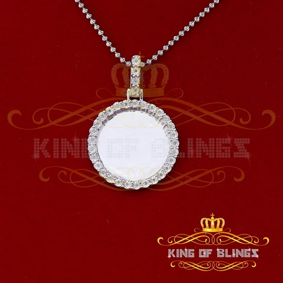 King of Bling's Real 0.50ct Diamond 925 Sterling Silver 1.25" PICTURE Fashion White Pendant