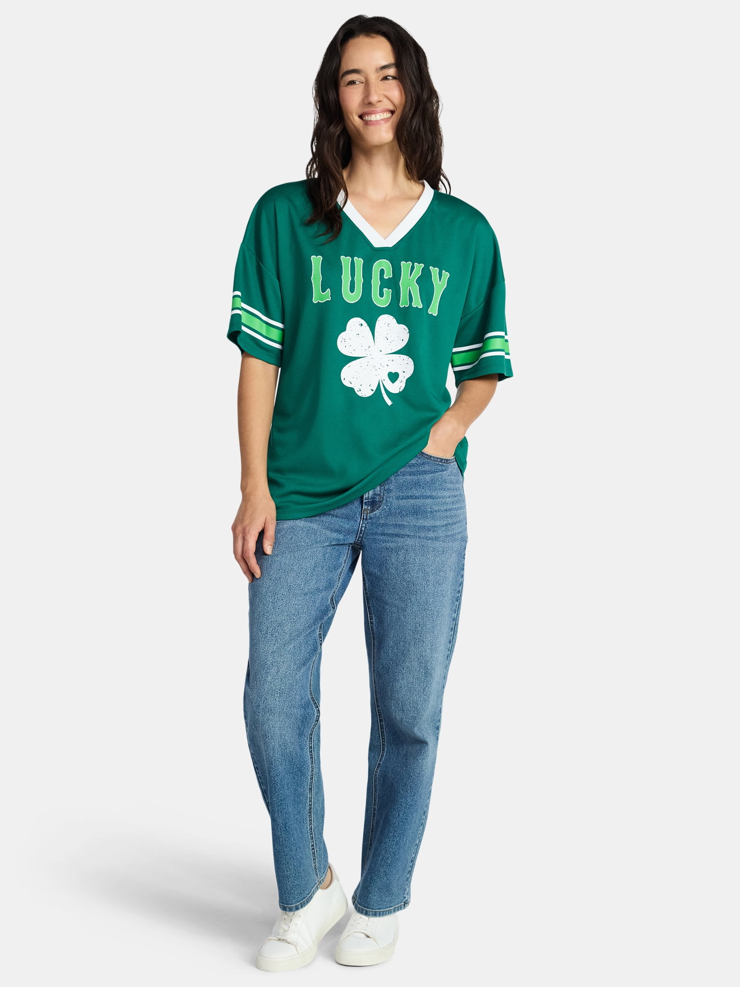 Saint Patrick's Day Women's Lucky Jersey with Short Sleeves from Holiday Time, Sizes XXS-XXL