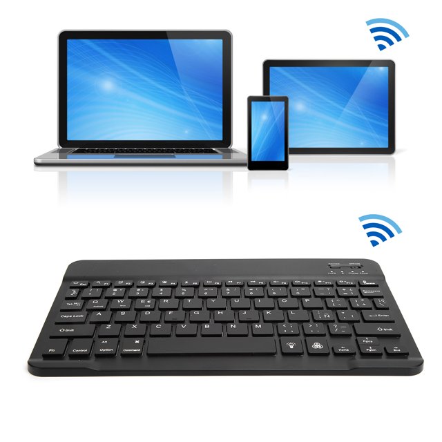 Clavier Sans Fil, Clavier d'Ordinateur à Frappe Rapide Portable Rétroéclairage RVB 10 Po pour Ordinateurs Portables pour Tablettes pour Téléphones Intelligents Noir