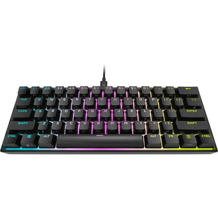 CORSAIR - K65 RGB Mini Wired 60% Mechanical Cherry MX SPEED Linear Switch Gaming Keyboard with PBT Double-Shot Keycaps - Black