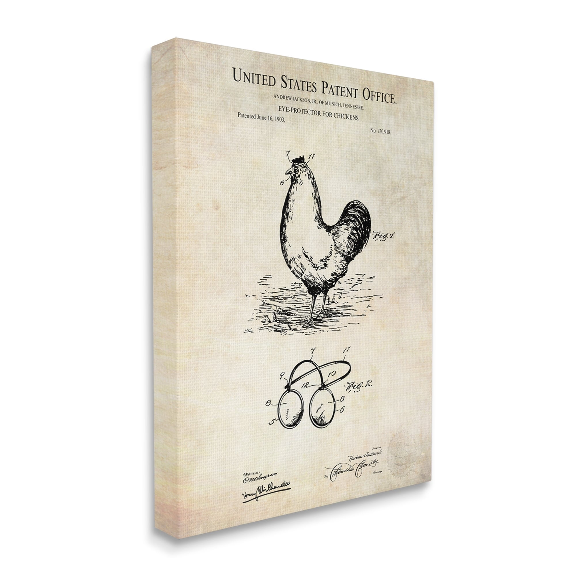 Stupell Industries Vintage Style Chicken Eye Protection Patent Blueprint Diagram Canvas Wall Art, 16 x 20, Design by Karl Hronek