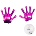 thumbnail image 1 of 1 par de guantes luminosos LED que brillan intensamente Halloween esqueleto manopla fiesta Prop (rosa), 1 of 7