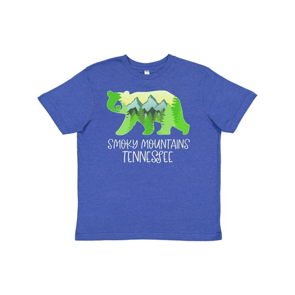 Inktastic Smoky Mountains, Tennessee Mountains and Bear Shape Youth T-Shirt