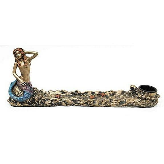 Beautiful Ocean Mermaid Sun Bathing Candle Incense Burner Holder Figurine Statue