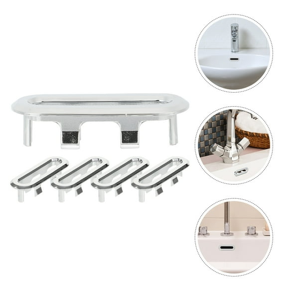 UPOUART Bathroom Sink Overflow Cap Silver Easy Install for Wash Basin 5Pcs